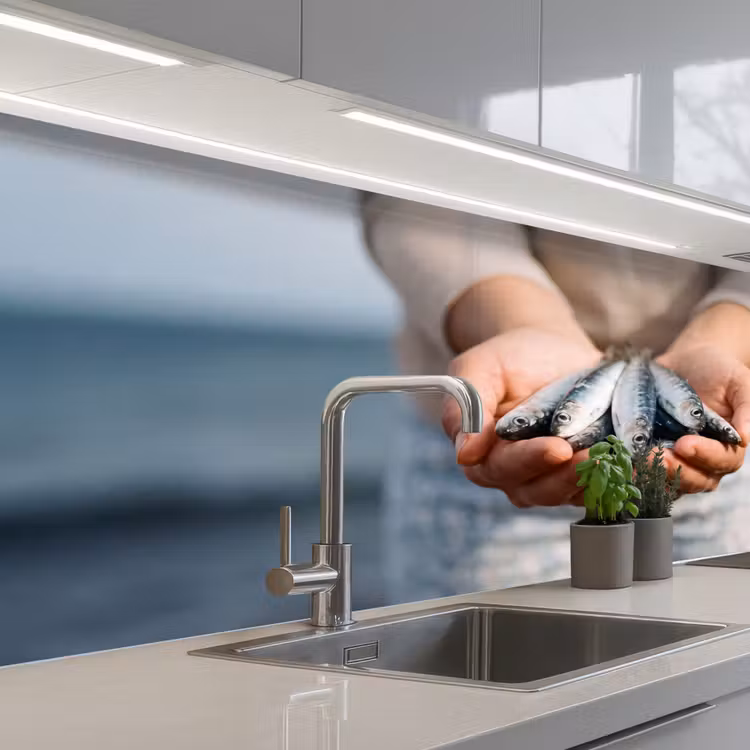 Keuken achterwand - Vis - Handen - Natuur - Vis - Handen - Natuur keuken achterwand 2 middel