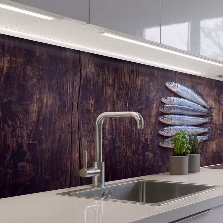 Keuken achterwand - Vis - Hout - Eten - Vis - Hout - Eten keuken achterwand 2 middel