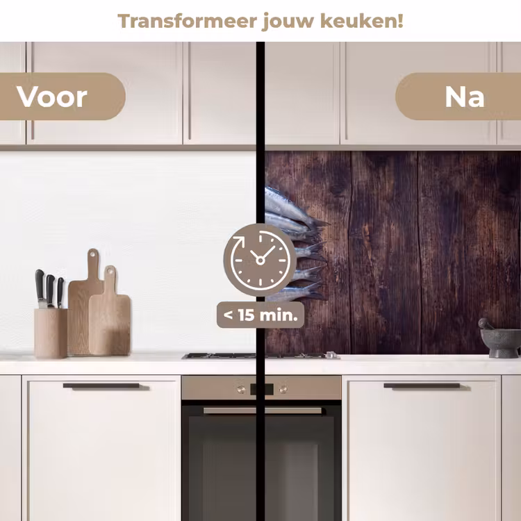Keuken achterwand - Vis - Hout - Eten - Vis - Hout - Eten keuken achterwand 2 middel