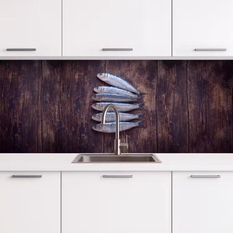 Keuken achterwand - Vis - Hout - Eten - Vis - Hout - Eten keuken achterwand 2 middel
