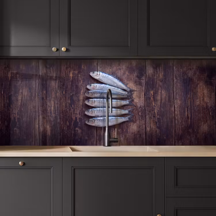 Keuken achterwand - Vis - Hout - Eten - Vis - Hout - Eten keuken achterwand 2 middel