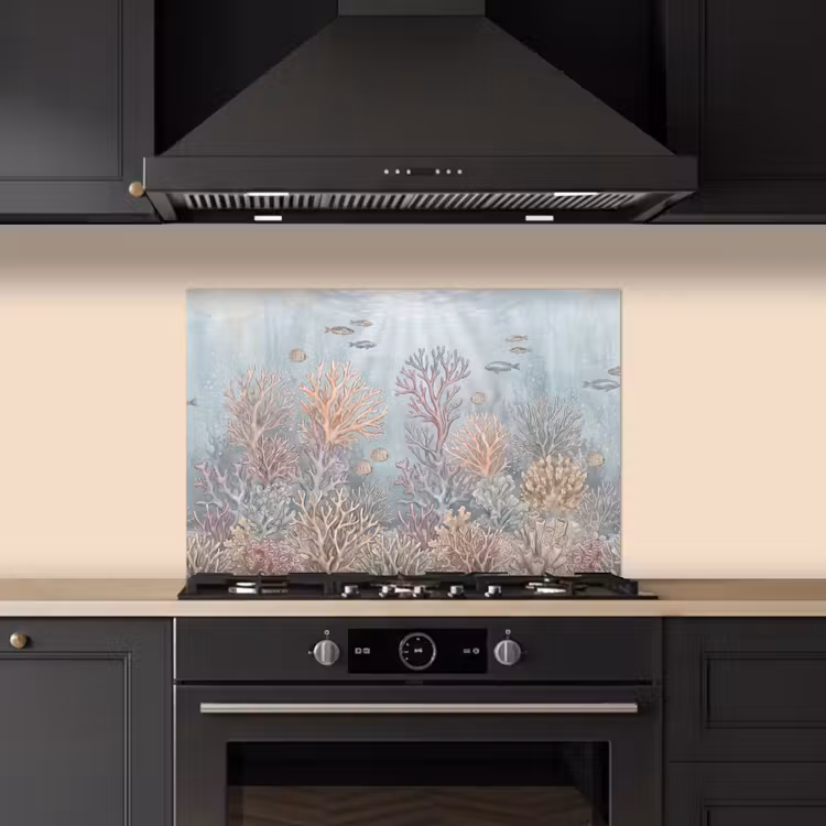 Vis - Koraal - Oceaan - Illustratie - Onderwater keuken achterwand spatscherm klein -sfeer1