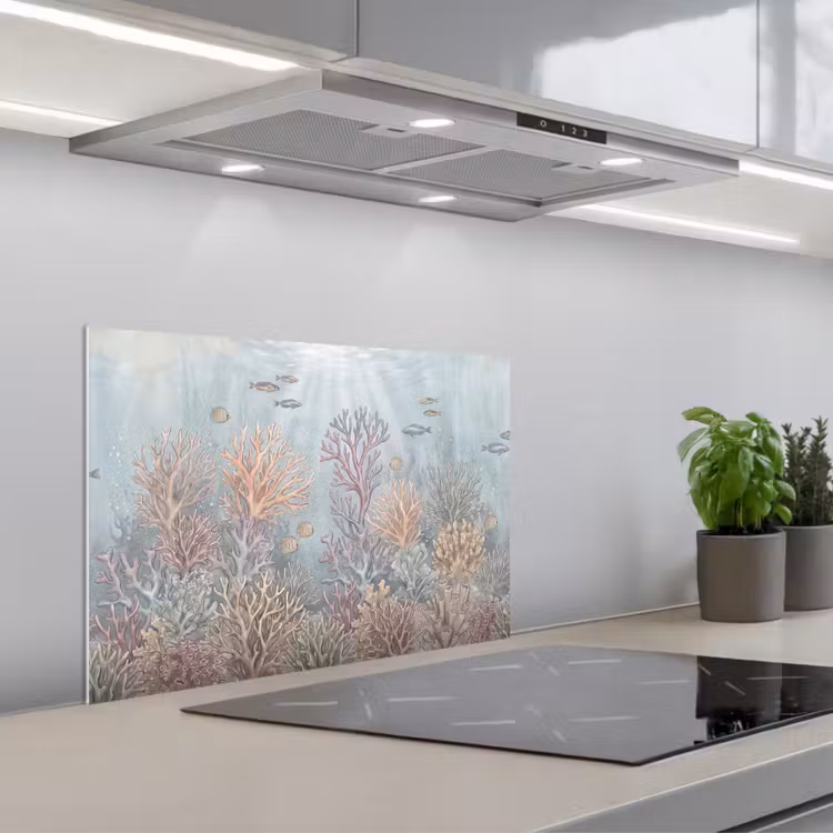 Vis - Koraal - Oceaan - Illustratie - Onderwater keuken achterwand spatscherm klein -3d_schuin