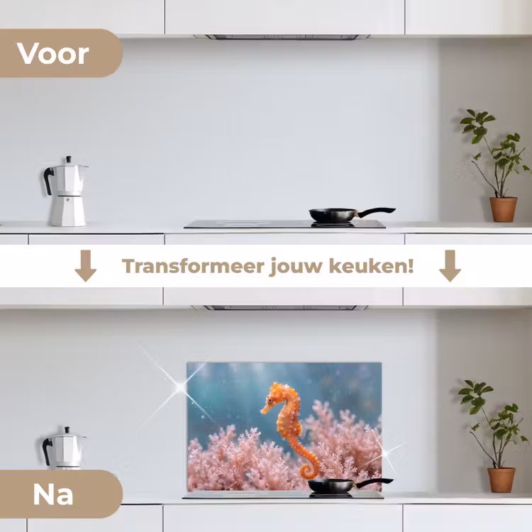 Vis - Koraal - Oceaan - Macro - Oranje keuken achterwand spatscherm klein -voor_na_NL