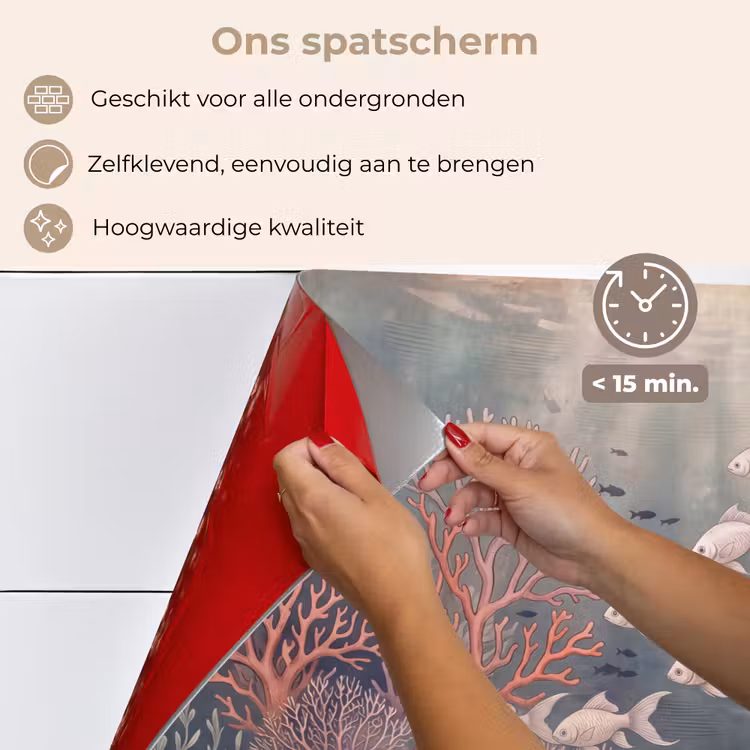 Vis - Koraal - Onderwater - Illustratie - Vintage keuken achterwand spatscherm klein -spatscherm_NL