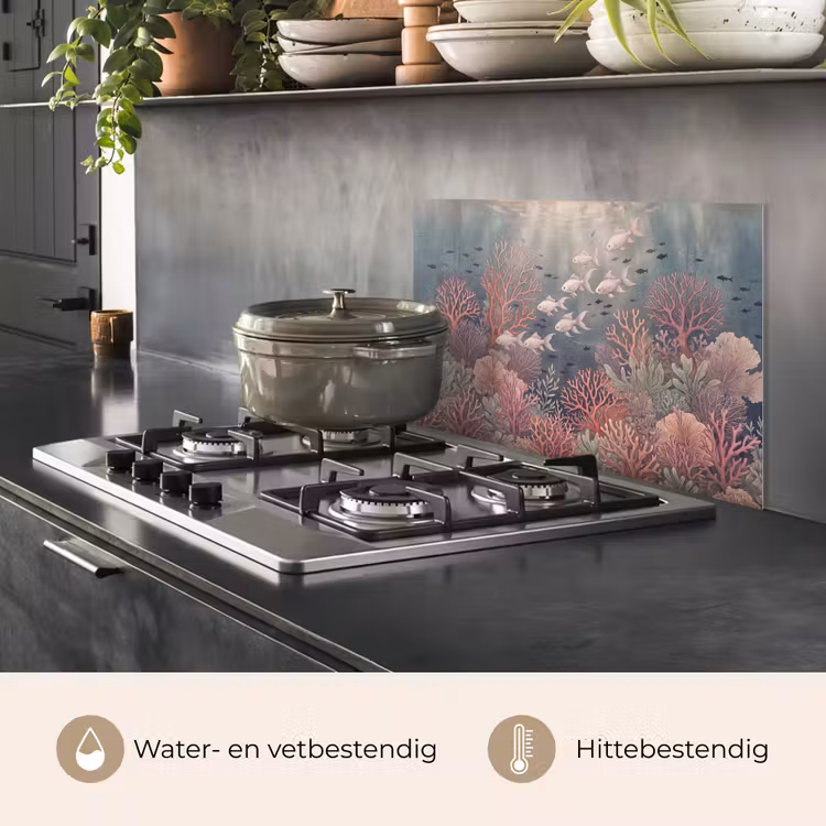 Vis - Koraal - Onderwater - Illustratie - Vintage keuken achterwand spatscherm klein -usp_NL