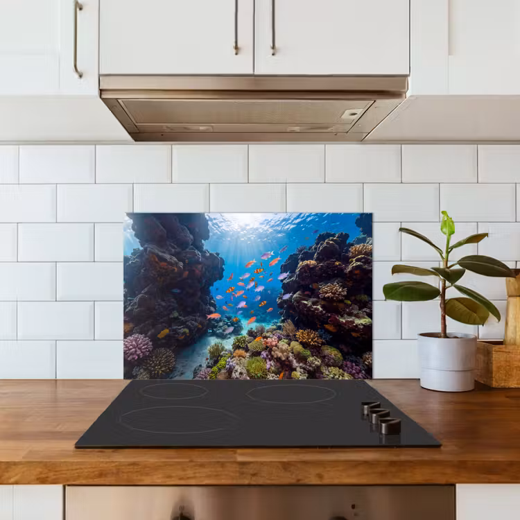 Vis - Koraalrif - Onderwater - Levendig - Blauw keuken achterwand spatscherm klein -sfeer2