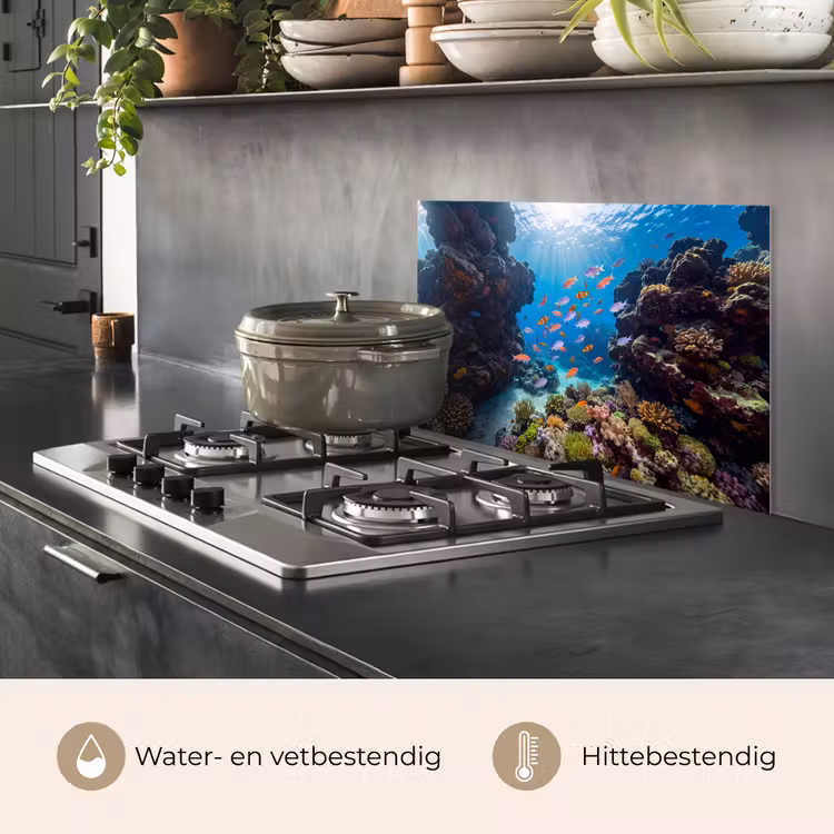 Vis - Koraalrif - Onderwater - Levendig - Blauw keuken achterwand spatscherm klein -usp_NL