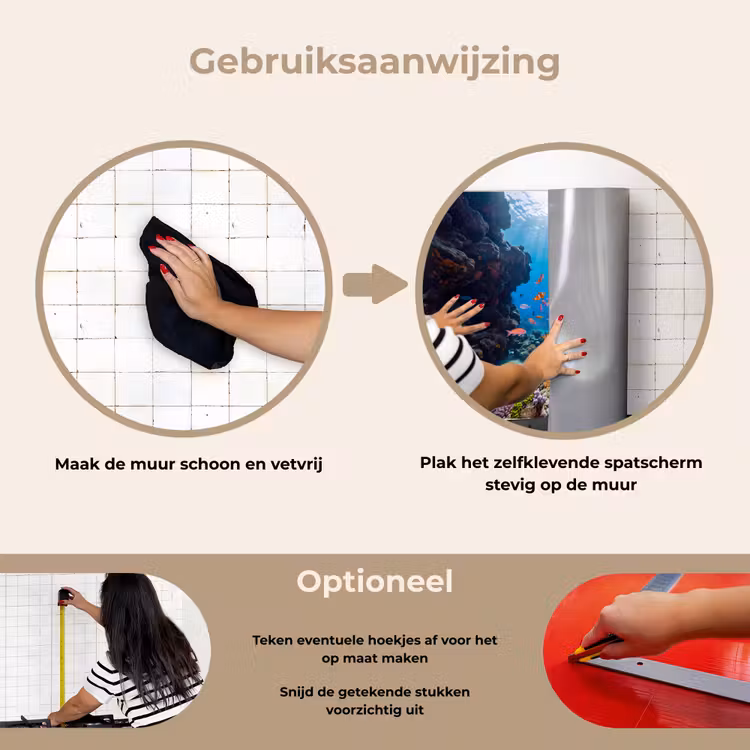 Vis - Koraalrif - Onderwater - Levendig - Blauw keuken achterwand spatscherm klein -gebruiksaanwijzing_NL