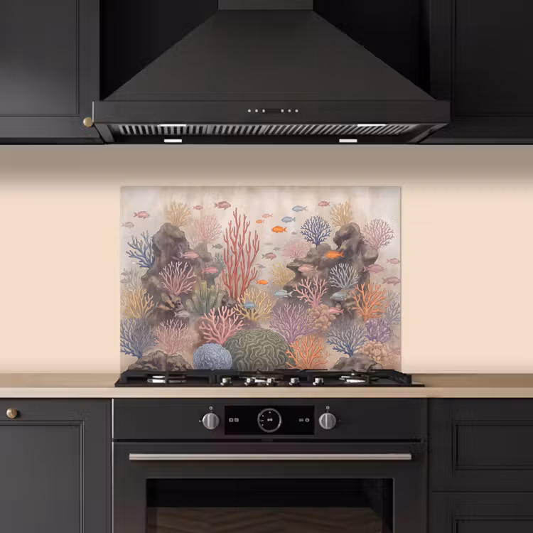 Vis - Koraalrif - Onderwaterwereld - Illustratie keuken achterwand spatscherm klein -sfeer1
