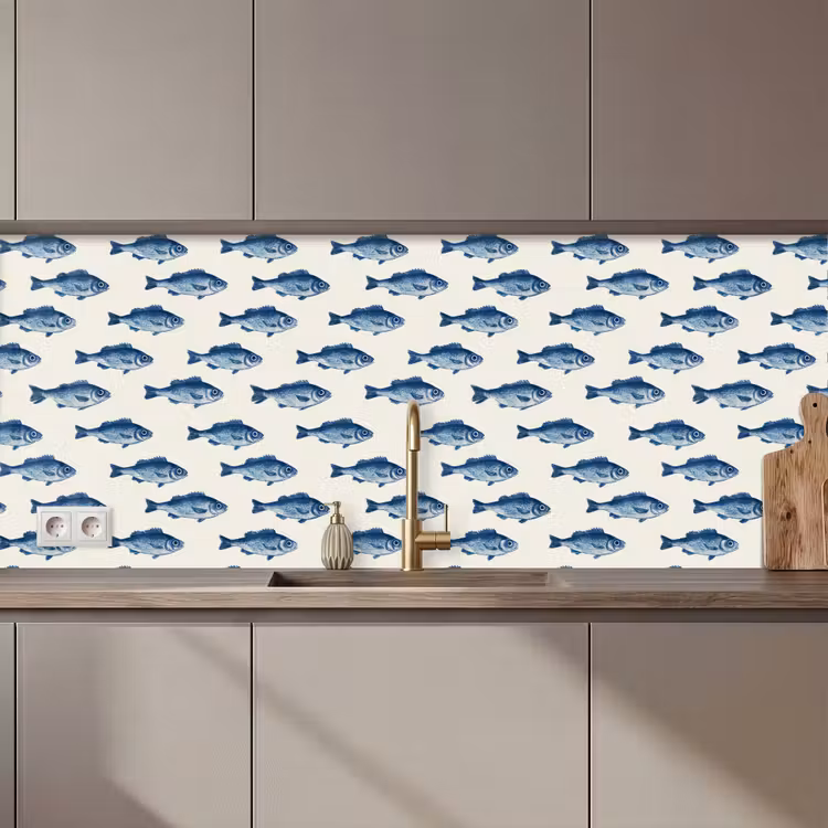 Vis - Patroon - Blauw keuken achterwand 2 middel 871 zz_3dshopping