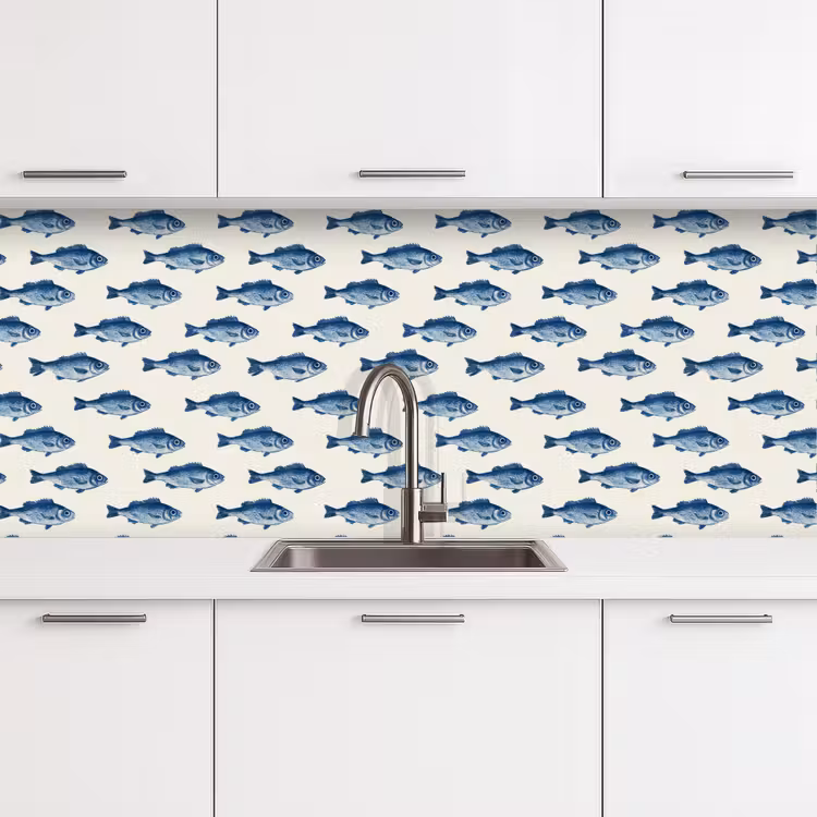Vis - Patroon - Blauw keuken achterwand 2 middel 871 -3d
