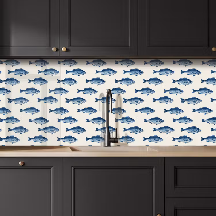 Vis - Patroon - Blauw keuken achterwand 2 middel 871 -sfeer1