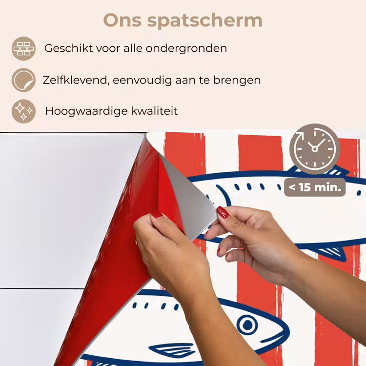 Vis - Patroon - Strepen - Illustratie - Rood keuken achterwand spatscherm klein -spatscherm_NL
