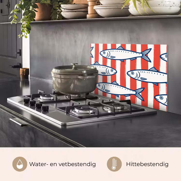 Vis - Patroon - Strepen - Illustratie - Rood keuken achterwand spatscherm klein -usp_NL