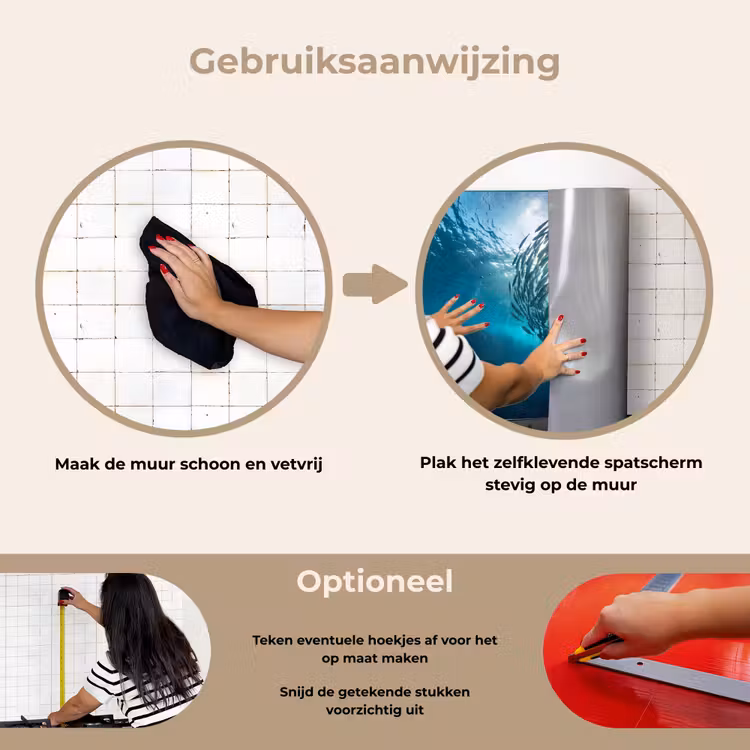 Vis - School - Oceaan - Natuur - Blauw keuken achterwand spatscherm klein -gebruiksaanwijzing_NL