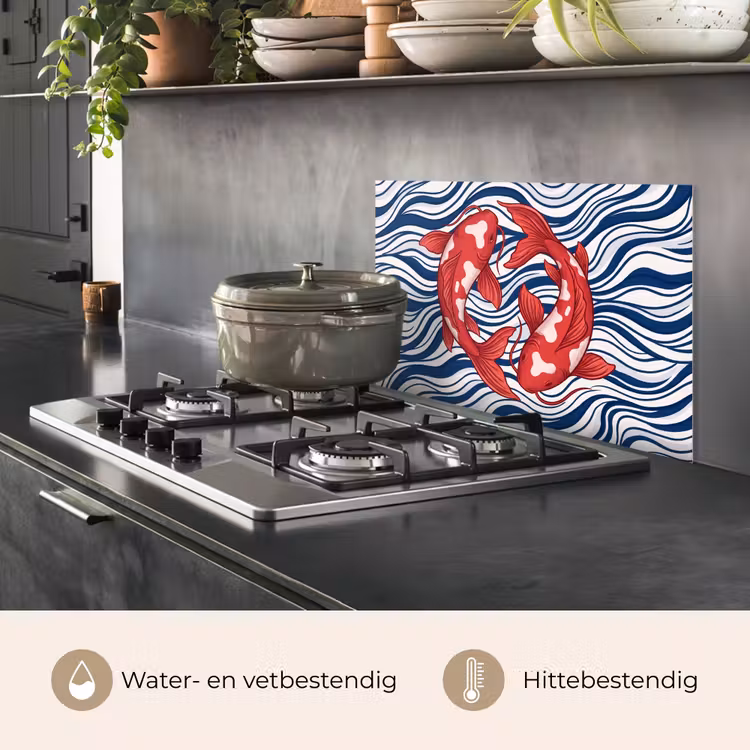 Vis - Water - Natuur - Illustratie - Rood keuken achterwand spatscherm klein -usp_NL