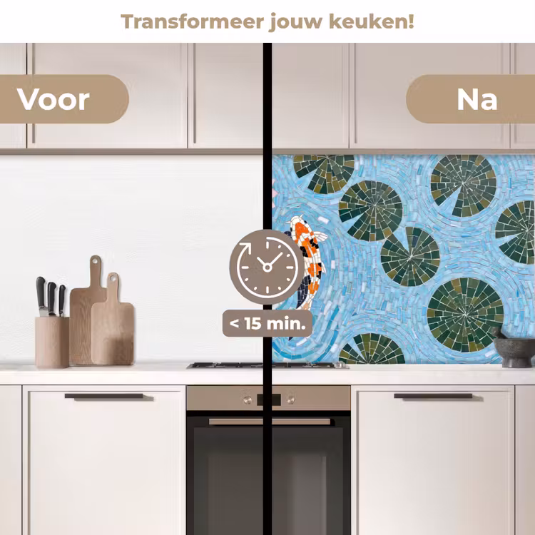 Vis - Water - Natuur - Mozaïek - Blauw keuken achterwand 2 middel -voor-na2_NL
