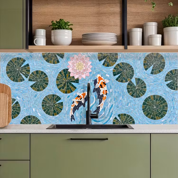 Vis - Water - Natuur - Mozaïek - Blauw keuken achterwand 2 middel -sfeer3