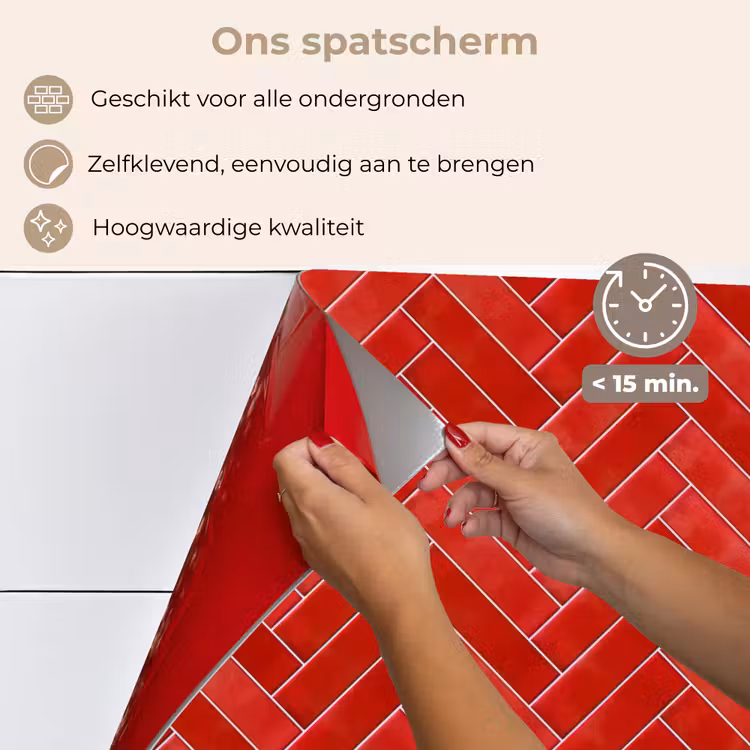 Visgraat - Tegel - Rood keuken achterwand spatscherm klein 900 -spatscherm_NL