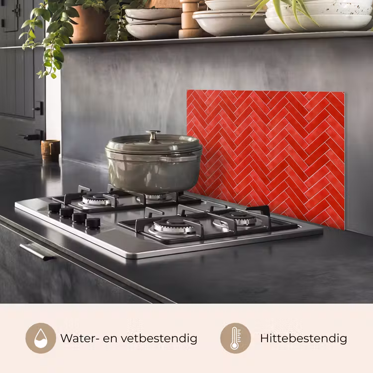 Visgraat - Tegel - Rood keuken achterwand spatscherm klein 900 -usp_NL
