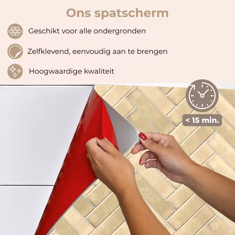 Visgraat - Tegel - Zand keuken achterwand spatscherm klein 900 -spatscherm_NL