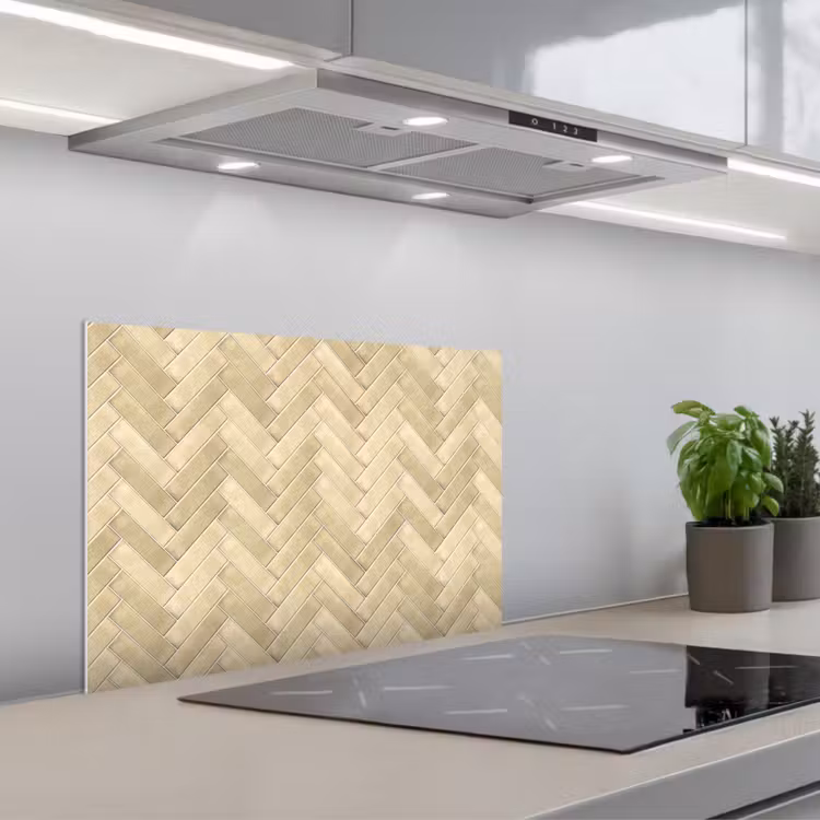 Visgraat - Tegel - Zand keuken achterwand spatscherm klein 900 -3d_schuin