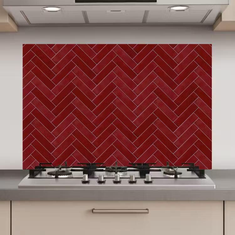 Visgraat - Wandtegel - Bordeaux - Rood keuken achterwand spatscherm klein 900 -3d_website