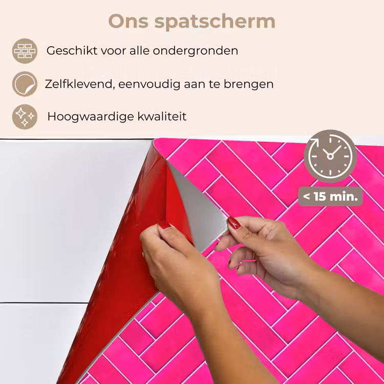 Visgraat - Wandtegel - Fuchsia - Roze keuken achterwand spatscherm klein 900 -spatscherm_NL