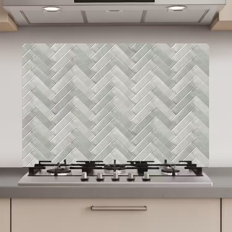 Visgraat - Wandtegel - Grijs keuken achterwand spatscherm klein 900 -3d_website