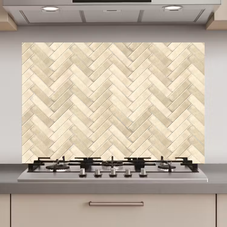 Visgraat - Wandtegel - Licht Beige keuken achterwand spatscherm klein 900 -3d_website