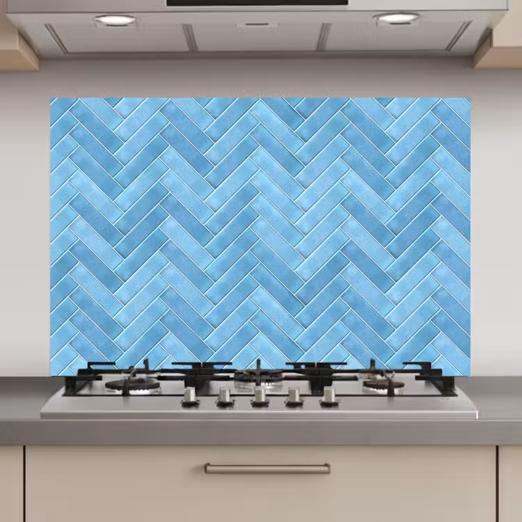 Visgraat - Wandtegel - Lichtblauw keuken achterwand spatscherm klein 900 -3d_website