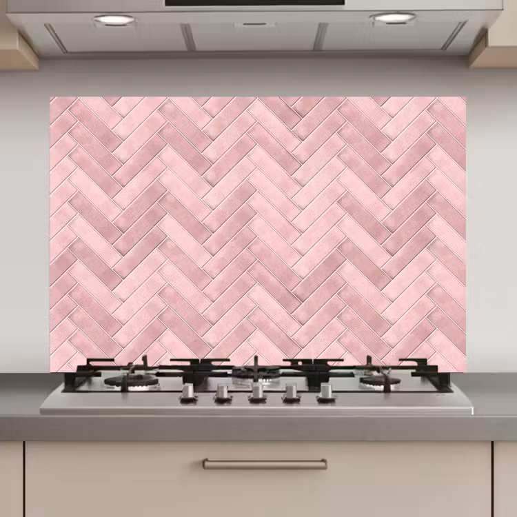 Visgraat - Wandtegel - Lichtroze keuken achterwand spatscherm klein 900 -3d_website