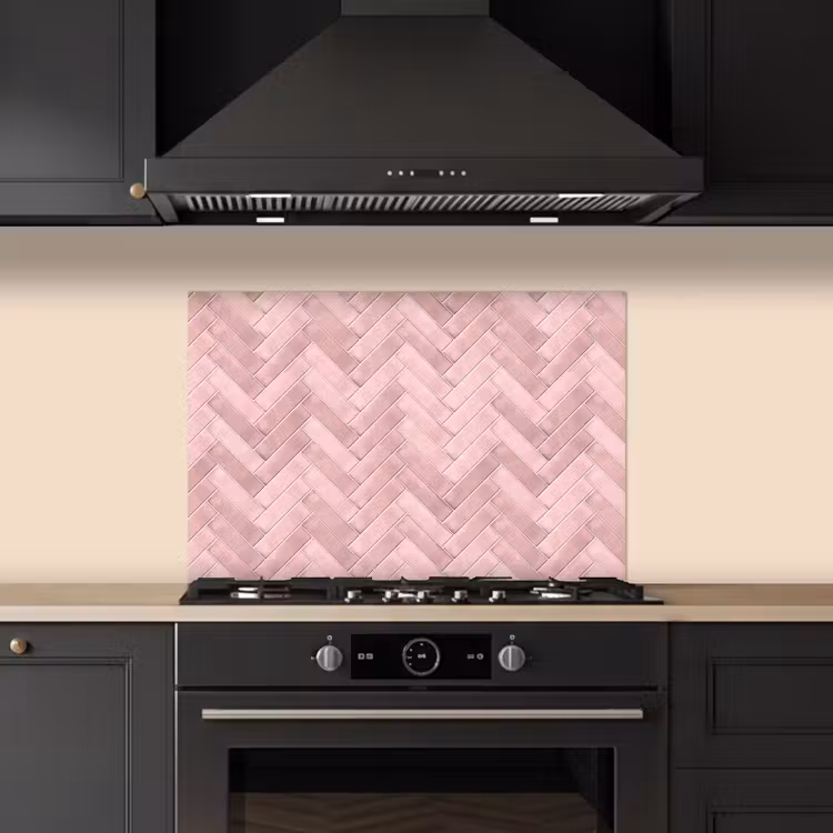 Visgraat - Wandtegel - Lichtroze keuken achterwand spatscherm klein 900 -sfeer1