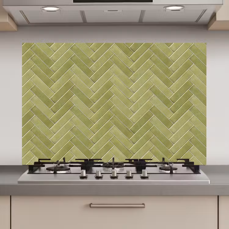 Visgraat - Wandtegel - Olijfgroen keuken achterwand spatscherm klein 900 -3d_website