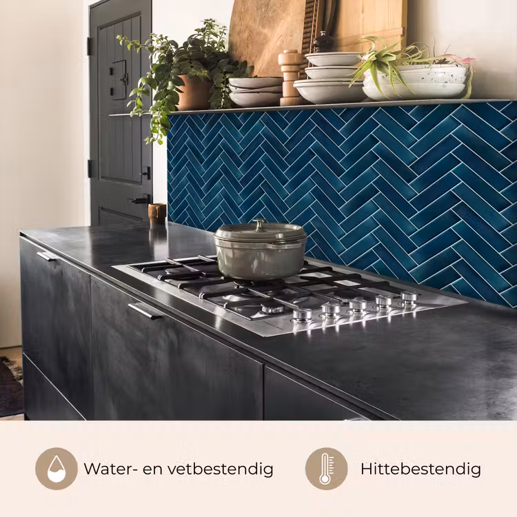 Visgraatmotief - Tegels - Diepblauw keuken achterwand 2 middel 871 -usp_NL