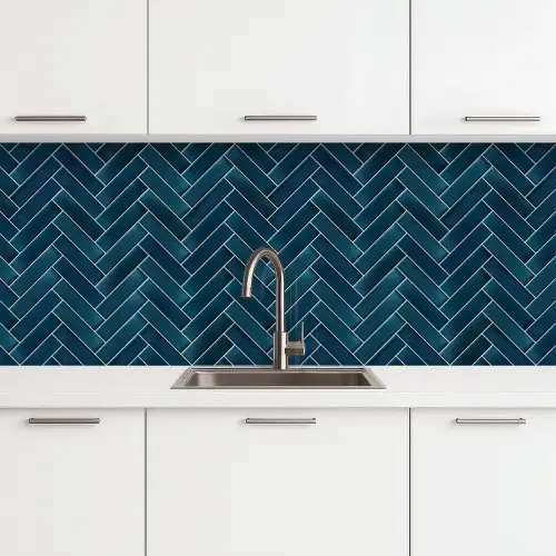 Visgraatmotief - Tegels - Diepblauw keuken achterwand 2 middel 871 -3d