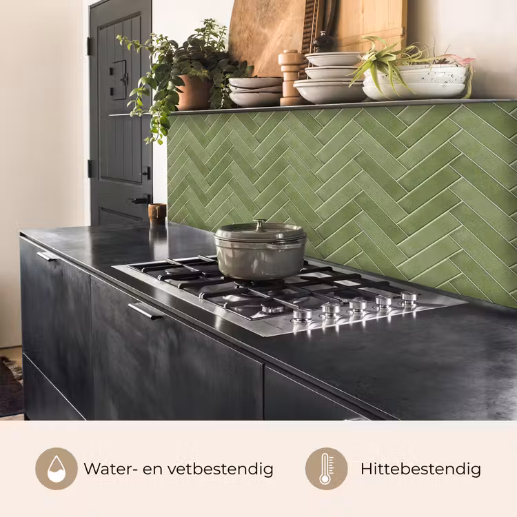 Visgraatstructuur - Tegels - Olijfgroen keuken achterwand 2 middel 871 -usp_NL
