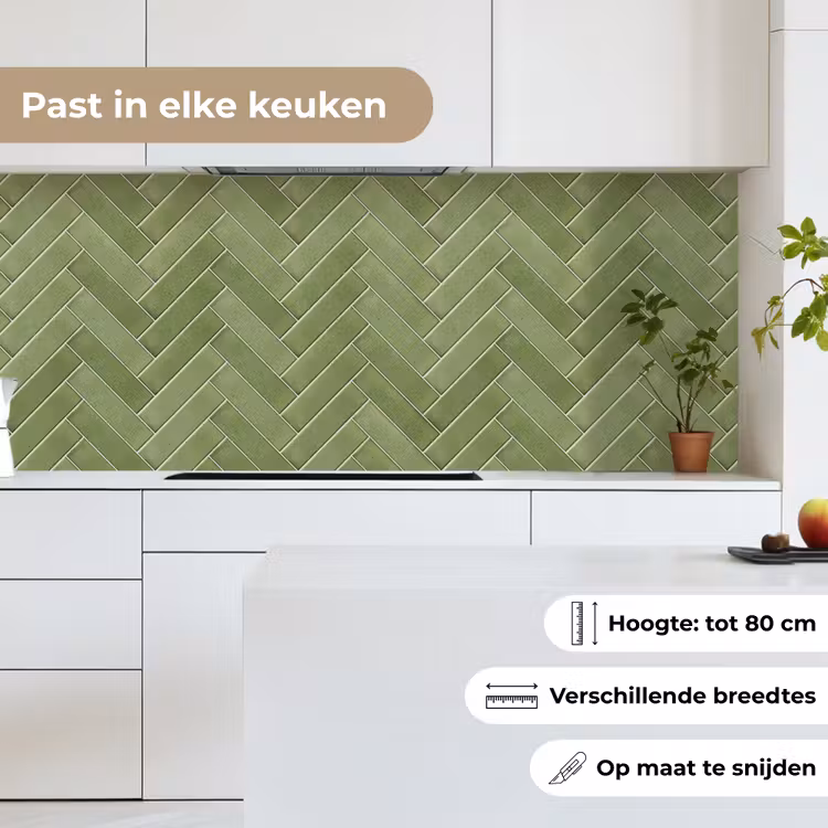 Visgraatstructuur - Tegels - Olijfgroen keuken achterwand 2 middel 871 -sfeer4_NL