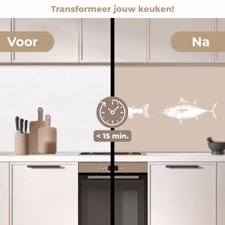 Vissen - Beige - Wit keuken achterwand 2 middel -voor-na2_NL