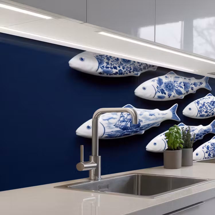 Vissen - Delfts - Blauw - Keramiek keuken achterwand 2 middel -3d_schuin