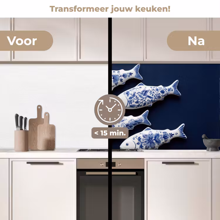 Vissen - Delfts - Blauw - Keramiek keuken achterwand 2 middel -voor-na2_NL