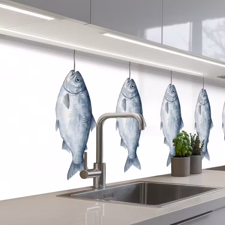 Vissen - Illustratie - Delfts - Blauw keuken achterwand 2 middel -3d_schuin
