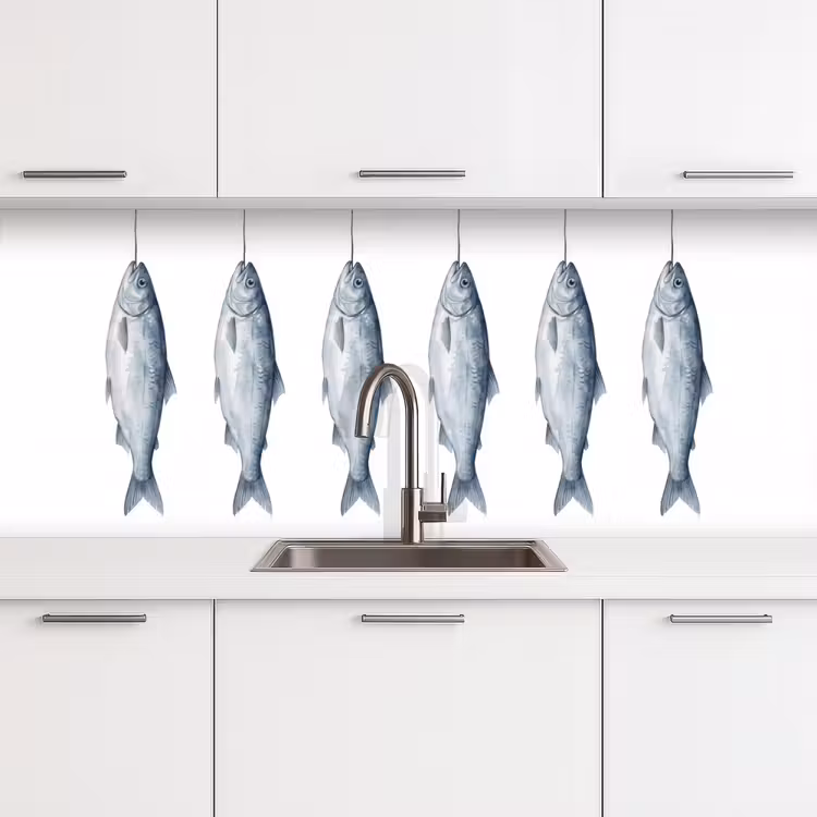 Vissen - Illustratie - Delfts - Blauw keuken achterwand 2 middel -3d