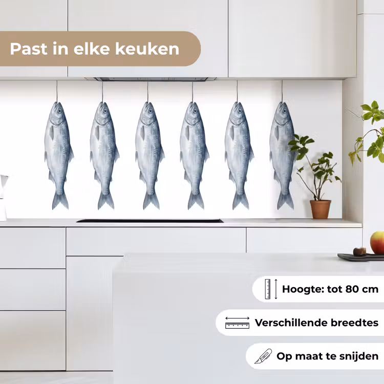 Vissen - Illustratie - Delfts - Blauw keuken achterwand 2 middel -sfeer4_NL
