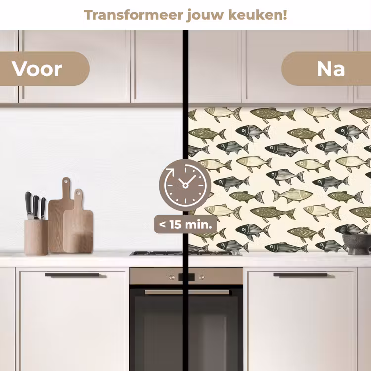 Vissen - Klassiek - Groen keuken achterwand 2 middel 871 -voor-na2_NL