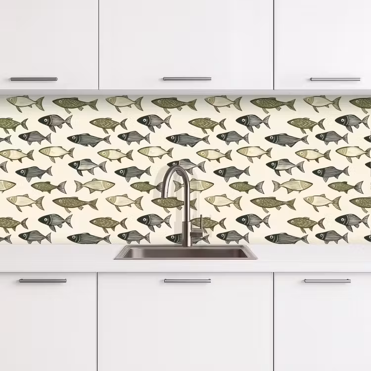 Vissen - Klassiek - Groen keuken achterwand 2 middel 871 -3d