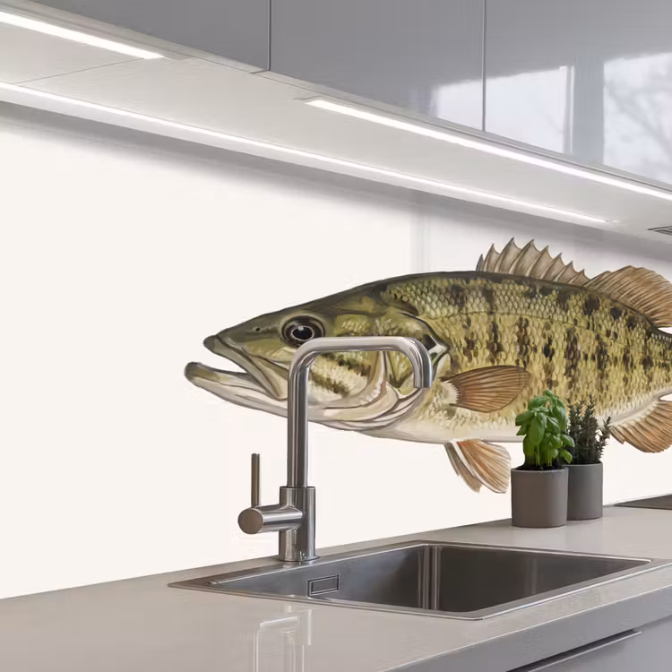 Vissen - Natuur - Vintage keuken achterwand 2 middel -3d_schuin