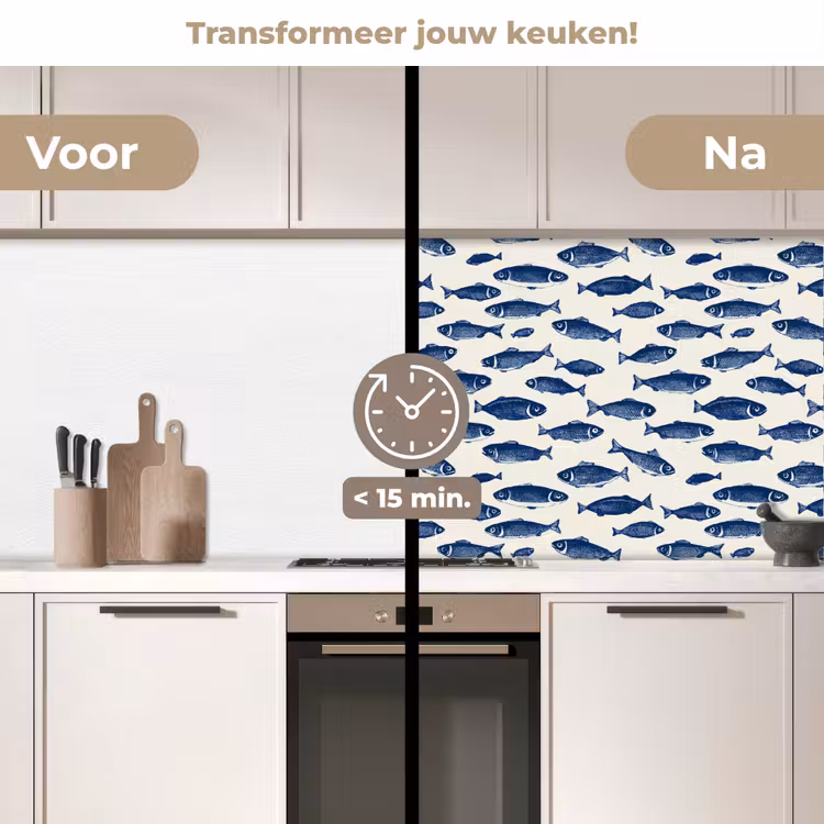 Vissen - Patroon - Blauw - Wit keuken achterwand 2 middel 871 -voor-na2_NL