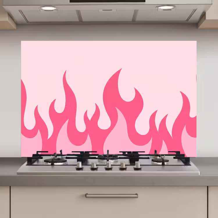Vlammen - Patroon - Abstract - Modern - Roze keuken achterwand spatscherm klein -3d_website
